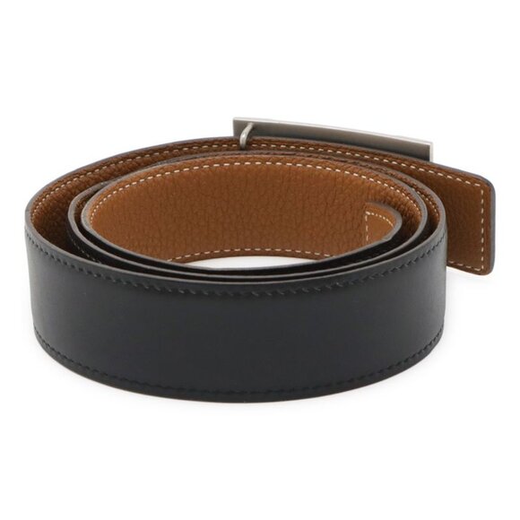 Hermes H Plate Belt Reversible Box Calf Togo Leather Black Brown main image 6